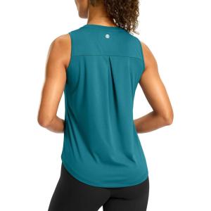 imageG Gradual Workout Tank Top for Women Sleeveless Athletic Yoga Tops High Neck Quick Dry Running Tennis Sports Shirts for WomenTeal