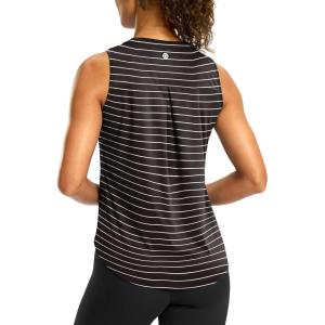 imageG Gradual Workout Tank Top for Women Sleeveless Athletic Yoga Tops High Neck Quick Dry Running Tennis Sports Shirts for WomenWhite Stripe