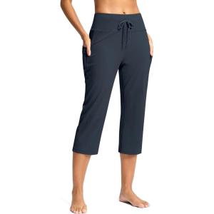 imageG Gradual Yoga Capri Pants for Women with Pockets High Waist Capris Leggings Tummy Control Straight Workout Summer Crop PantsDusty Blue