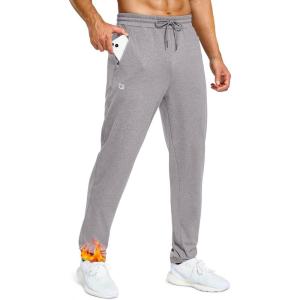 imageMens Fleece Lined Winter Pants 32quot34quot36quot Inseam Tall Sweatpants with Zipper Pockets Warm Athletic Joggers MenGrey Space Dye
