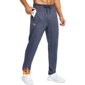 imageMens Fleece Lined Winter Pants 32quot34quot36quot Inseam Tall Sweatpants with Zipper Pockets Warm Athletic Joggers MenHeather Dusty Blue
