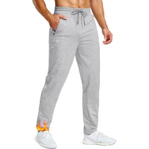 imageMens Fleece Lined Winter Pants 32quot34quot36quot Inseam Tall Sweatpants with Zipper Pockets Warm Athletic Joggers MenHeather Medium Grey