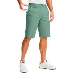 imageMens Golf Shorts with 5 Pockets 11quot Inseam Stretch Quick Dry Casual Work Dress Shorts for MenViridian Green
