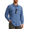 imageMens Sun Protection Fishing Shirt with Zipper Pockets Long Sleeve UPF 50 UV Cooling Shirts for Men Hiking TravelDusty Blue