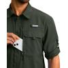 imageMens Sun Protection Fishing Shirt with Zipper Pockets Long Sleeve UPF 50 UV Cooling Shirts for Men Hiking TravelOlive