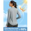 imageWomens UPF 50 Sun Shirt Long Sleeve UV Shirts Rash Guard Lightweight Quick Dry Workout Hiking Tops for WomenHeather Light Grey