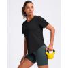 imageWomens Workout Tops VNeck Short Sleeve UPF 50 Sun Shirt Moisture Wicking Quick Dry Top for Gym Running AthleticBlack