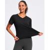 imageWomens Workout Tops VNeck Short Sleeve UPF 50 Sun Shirt Moisture Wicking Quick Dry Top for Gym Running AthleticBlack
