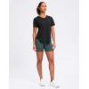 imageWomens Workout Tops VNeck Short Sleeve UPF 50 Sun Shirt Moisture Wicking Quick Dry Top for Gym Running AthleticBlack
