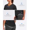 imageWomens Workout Tops VNeck Short Sleeve UPF 50 Sun Shirt Moisture Wicking Quick Dry Top for Gym Running AthleticBlack