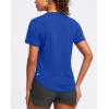imageWomens Workout Tops VNeck Short Sleeve UPF 50 Sun Shirt Moisture Wicking Quick Dry Top for Gym Running AthleticBlue