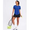imageWomens Workout Tops VNeck Short Sleeve UPF 50 Sun Shirt Moisture Wicking Quick Dry Top for Gym Running AthleticBlue