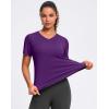 imageWomens Workout Tops VNeck Short Sleeve UPF 50 Sun Shirt Moisture Wicking Quick Dry Top for Gym Running AthleticDark Purple