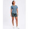 imageWomens Workout Tops VNeck Short Sleeve UPF 50 Sun Shirt Moisture Wicking Quick Dry Top for Gym Running AthleticDusty Blue