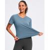 imageWomens Workout Tops VNeck Short Sleeve UPF 50 Sun Shirt Moisture Wicking Quick Dry Top for Gym Running AthleticDusty Blue