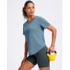 imageWomens Workout Tops VNeck Short Sleeve UPF 50 Sun Shirt Moisture Wicking Quick Dry Top for Gym Running AthleticDusty Blue
