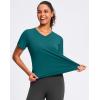 imageWomens Workout Tops VNeck Short Sleeve UPF 50 Sun Shirt Moisture Wicking Quick Dry Top for Gym Running AthleticHarbor Blue