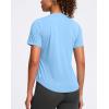 imageWomens Workout Tops VNeck Short Sleeve UPF 50 Sun Shirt Moisture Wicking Quick Dry Top for Gym Running AthleticHaze Blue