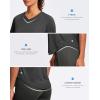 imageWomens Workout Tops VNeck Short Sleeve UPF 50 Sun Shirt Moisture Wicking Quick Dry Top for Gym Running AthleticHeather Black