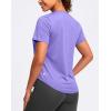 imageWomens Workout Tops VNeck Short Sleeve UPF 50 Sun Shirt Moisture Wicking Quick Dry Top for Gym Running AthleticHeather Dark Purple