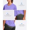 imageWomens Workout Tops VNeck Short Sleeve UPF 50 Sun Shirt Moisture Wicking Quick Dry Top for Gym Running AthleticHeather Dark Purple