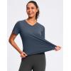 imageWomens Workout Tops VNeck Short Sleeve UPF 50 Sun Shirt Moisture Wicking Quick Dry Top for Gym Running AthleticNavy