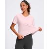 imageWomens Workout Tops VNeck Short Sleeve UPF 50 Sun Shirt Moisture Wicking Quick Dry Top for Gym Running AthleticPeach