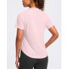 imageWomens Workout Tops VNeck Short Sleeve UPF 50 Sun Shirt Moisture Wicking Quick Dry Top for Gym Running AthleticPeach