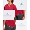 imageWomens Workout Tops VNeck Short Sleeve UPF 50 Sun Shirt Moisture Wicking Quick Dry Top for Gym Running AthleticRed