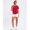 imageWomens Workout Tops VNeck Short Sleeve UPF 50 Sun Shirt Moisture Wicking Quick Dry Top for Gym Running AthleticRed