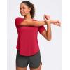 imageWomens Workout Tops VNeck Short Sleeve UPF 50 Sun Shirt Moisture Wicking Quick Dry Top for Gym Running AthleticRed