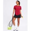 imageWomens Workout Tops VNeck Short Sleeve UPF 50 Sun Shirt Moisture Wicking Quick Dry Top for Gym Running AthleticRed