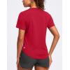 imageWomens Workout Tops VNeck Short Sleeve UPF 50 Sun Shirt Moisture Wicking Quick Dry Top for Gym Running AthleticRed