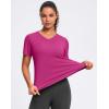 imageWomens Workout Tops VNeck Short Sleeve UPF 50 Sun Shirt Moisture Wicking Quick Dry Top for Gym Running AthleticRose Red