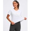 imageWomens Workout Tops VNeck Short Sleeve UPF 50 Sun Shirt Moisture Wicking Quick Dry Top for Gym Running AthleticWhite