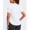 imageWomens Workout Tops VNeck Short Sleeve UPF 50 Sun Shirt Moisture Wicking Quick Dry Top for Gym Running AthleticWhite