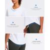 imageWomens Workout Tops VNeck Short Sleeve UPF 50 Sun Shirt Moisture Wicking Quick Dry Top for Gym Running AthleticWhite
