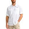 imageMens Sun Protection Fishing Shirt with Zipper Pockets Long Sleeve UPF 50 UV Cooling Shirts for Men Hiking TravelAwhite