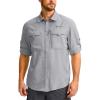 imageMens Sun Protection Fishing Shirt with Zipper Pockets Long Sleeve UPF 50 UV Cooling Shirts for Men Hiking TravelLight Grey