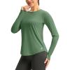imageWomens UPF 50 Sun Shirt Long Sleeve UV Shirts Rash Guard Lightweight Quick Dry Workout Hiking Tops for WomenOlive