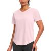 imageWomens Workout Tops VNeck Short Sleeve UPF 50 Sun Shirt Moisture Wicking Quick Dry Top for Gym Running AthleticPeach