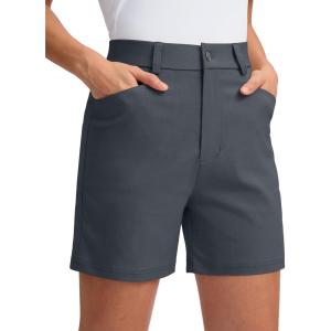 imageG Gradual 5quot Womens Golf Shorts Stretchy Lightweight Outdoor Hiking Shorts with Pockets Shorts for Women Casual SummerDeep Grey