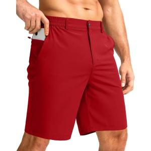 imageG Gradual Mens Casual Shorts 9quot Lightweight Golf Shorts for Men Stretch with 3 Pockets Quick Dry Breathable Work ShortsRed