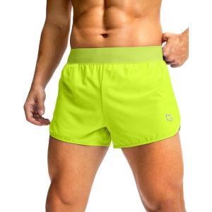 imageG Gradual Running Shorts for Men 3 Inch Lighweight Quick Dry Workout Gym Athletic Jogging Shorts with Inner Key PocketFluorescent Green