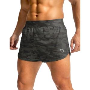 imageG Gradual Running Shorts for Men 3 Inch Lighweight Quick Dry Workout Gym Athletic Jogging Shorts with Inner Key PocketGreen Camo