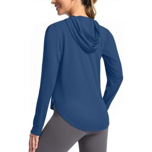 imageG Gradual Womens UPF 50 Sun Shirt with Hoodie Long Sleeve UV Protection Shirts Lightweight Hiking Fishing Shirts for WomenDark Blue