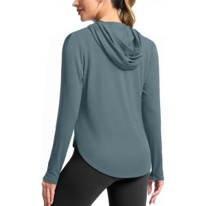 imageG Gradual Womens UPF 50 Sun Shirt with Hoodie Long Sleeve UV Protection Shirts Lightweight Hiking Fishing Shirts for WomenHeather Blue
