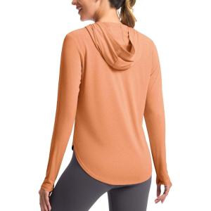 imageG Gradual Womens UPF 50 Sun Shirt with Hoodie Long Sleeve UV Protection Shirts Lightweight Hiking Fishing Shirts for WomenHeather Orange