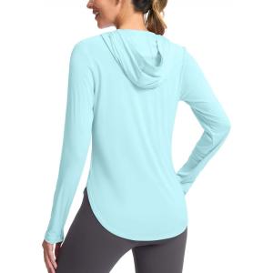 imageG Gradual Womens UPF 50 Sun Shirt with Hoodie Long Sleeve UV Protection Shirts Lightweight Hiking Fishing Shirts for WomenLight Green