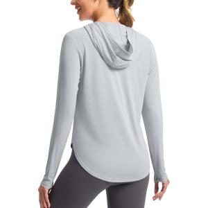 imageG Gradual Womens UPF 50 Sun Shirt with Hoodie Long Sleeve UV Protection Shirts Lightweight Hiking Fishing Shirts for WomenLight Grey